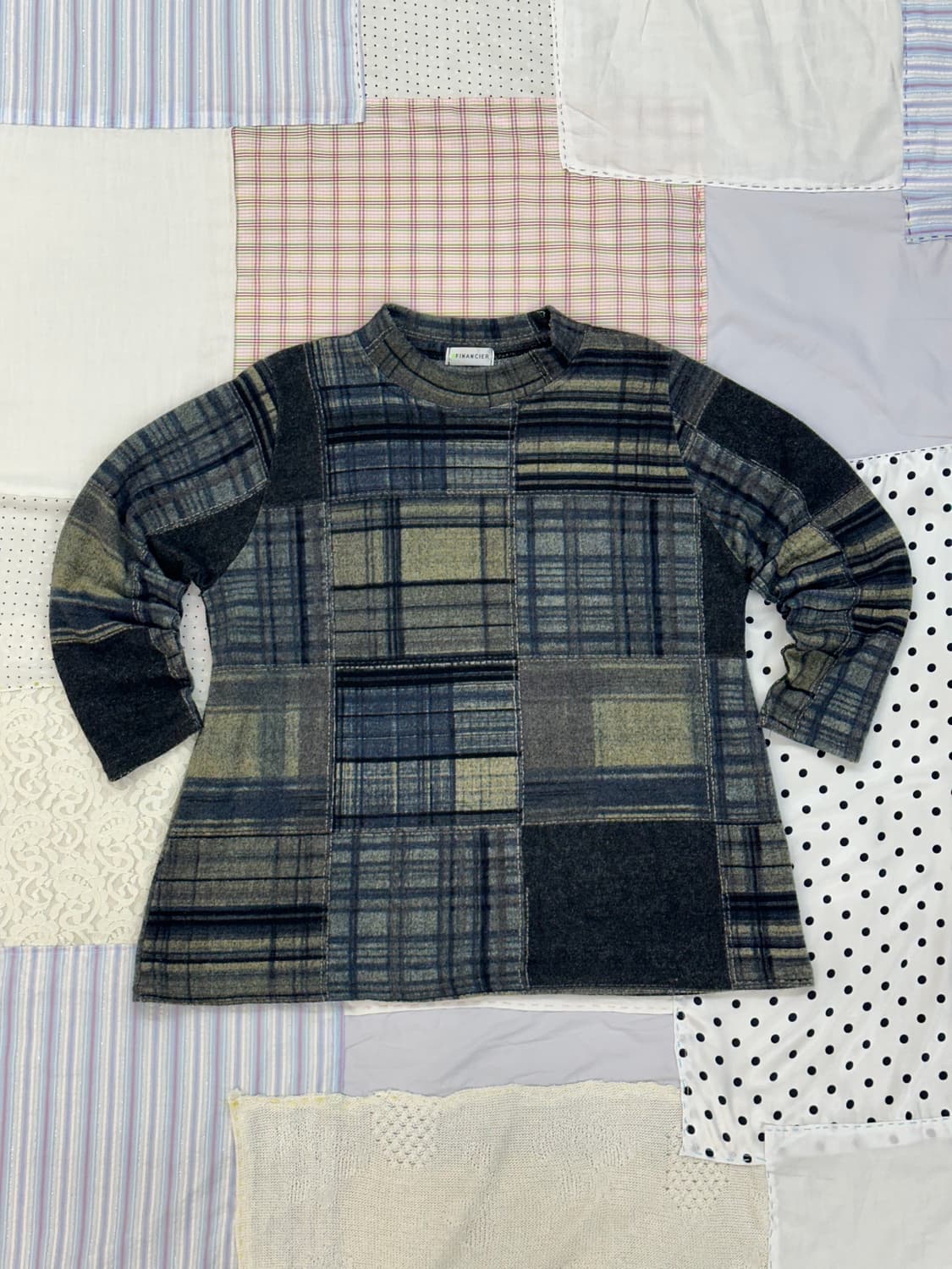 패치워크 체크 니트  상품이미지8