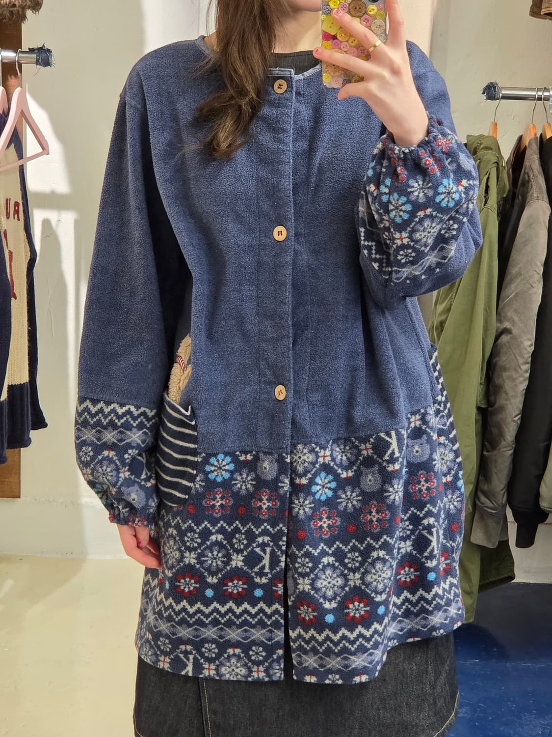 Japanese vtg hippie 플리스 가디건 상품이미지4