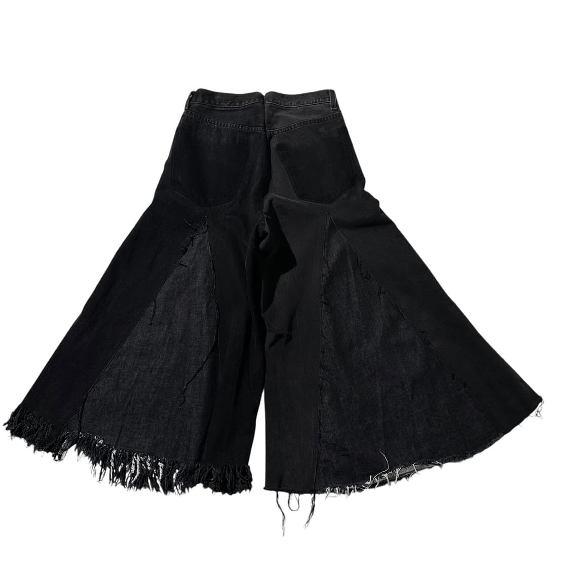 나나서카 버티컬리 컷 프린지 와이드 데님 팬츠 상품이미지2