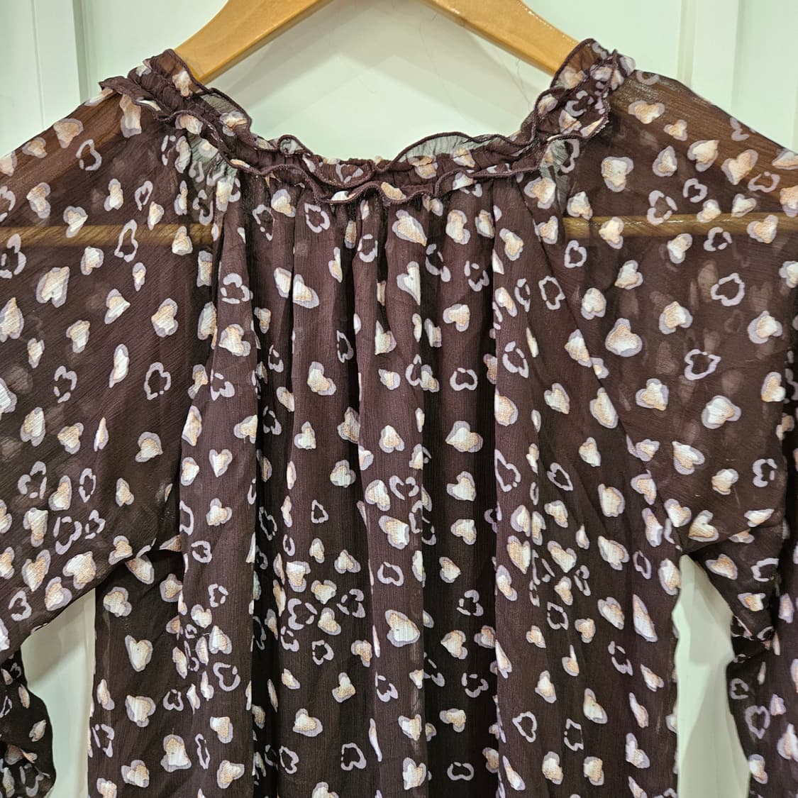 하트 패턴 쉬폰 미니 원피스 상품이미지7