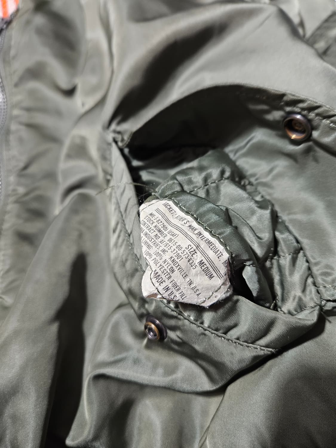 1990's 알파인더스트리 MA-1 웨스트 버지니아 자수 M 상품이미지5