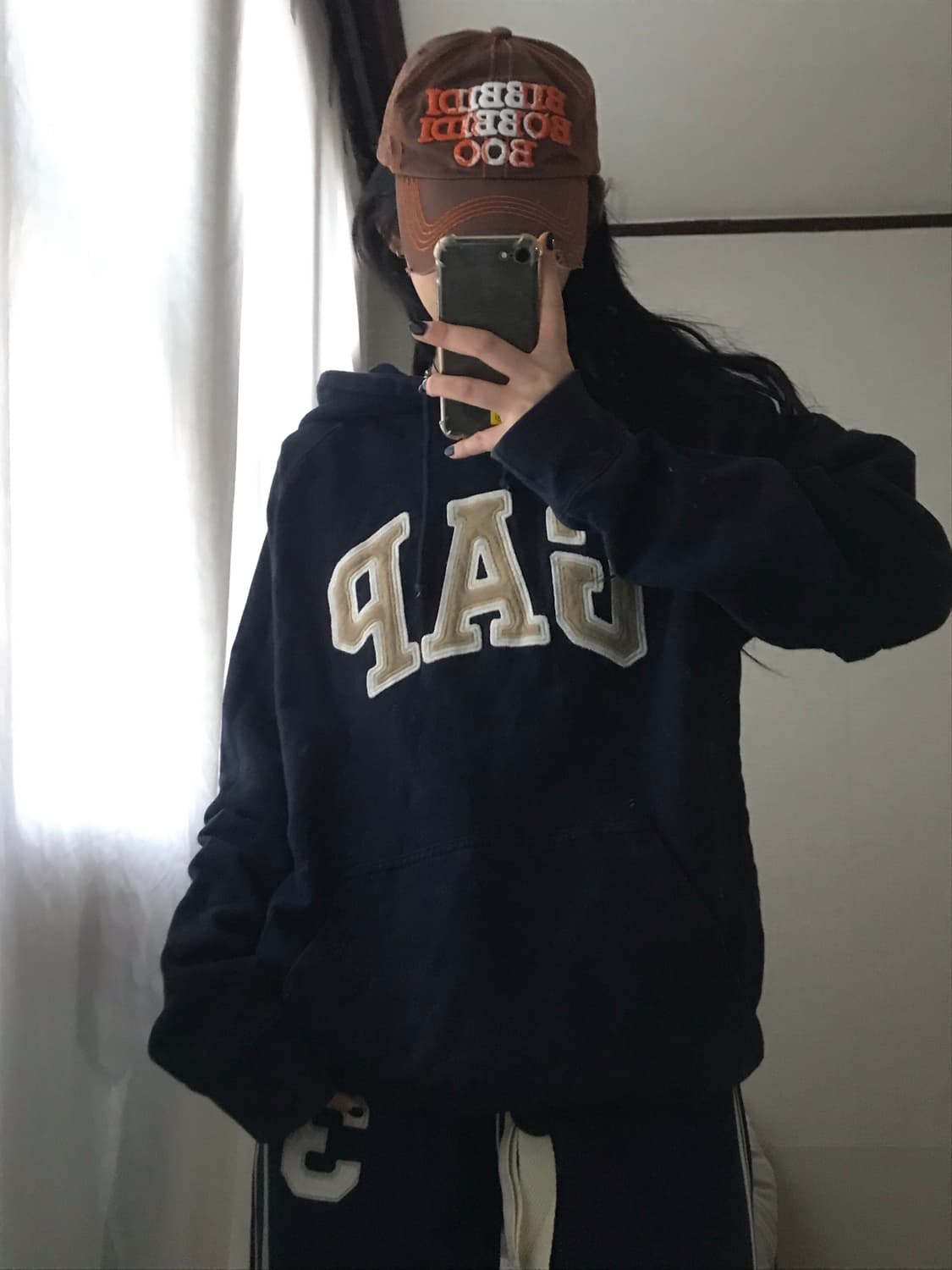 갭 네이비 오버핏 후드티 상품이미지1