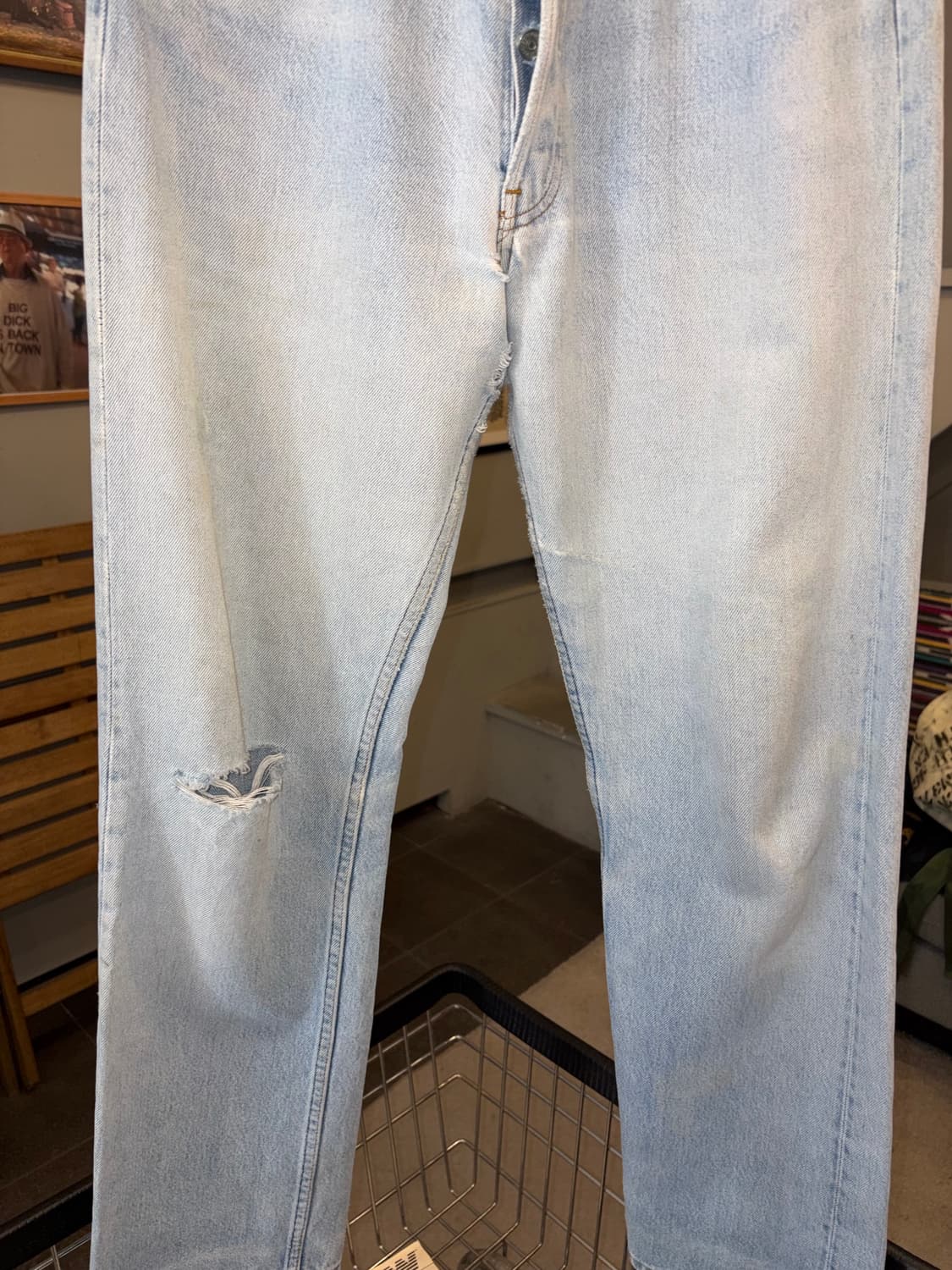 80’s Levi’s 501 USA denim hard washed pa 상품이미지6