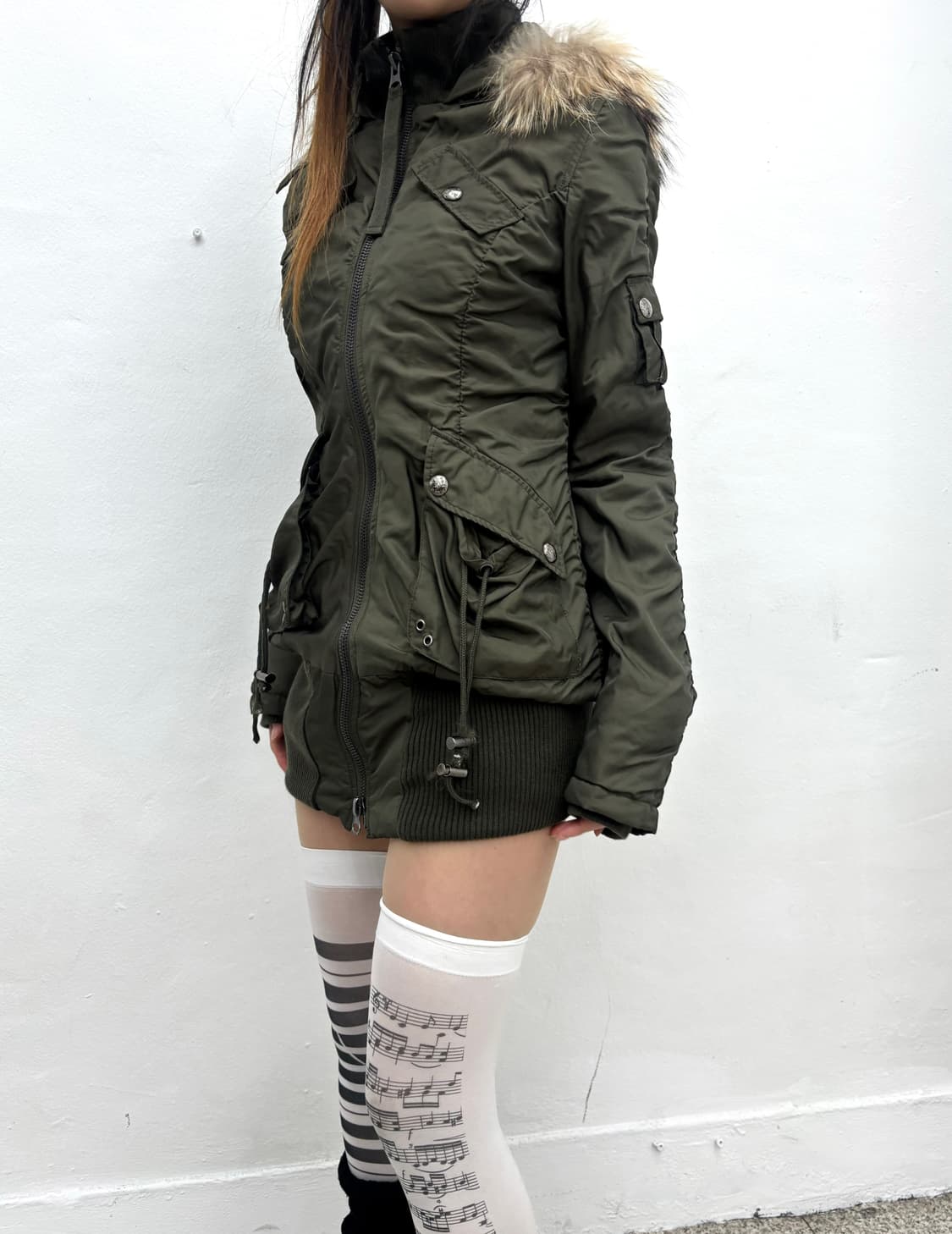 Cargo pocket shirred fur hood jacket   상품이미지3