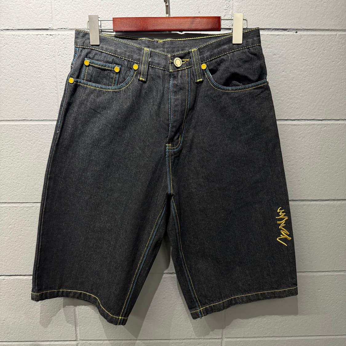 쿠지 타이거 자수 데님 반바지 상품이미지4