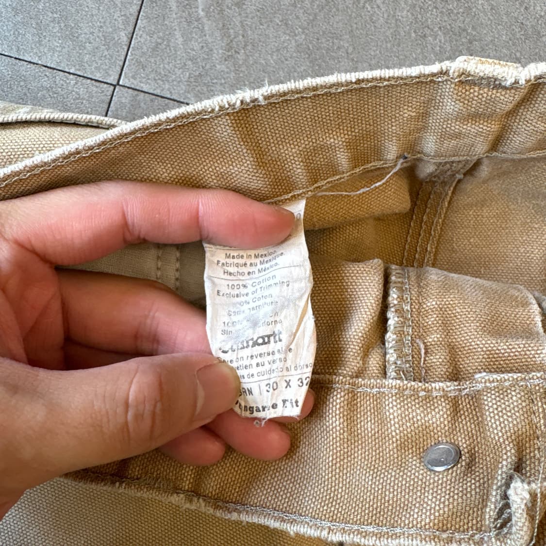 칼하트 정품 베이지 더블니 팬츠 상품이미지5
