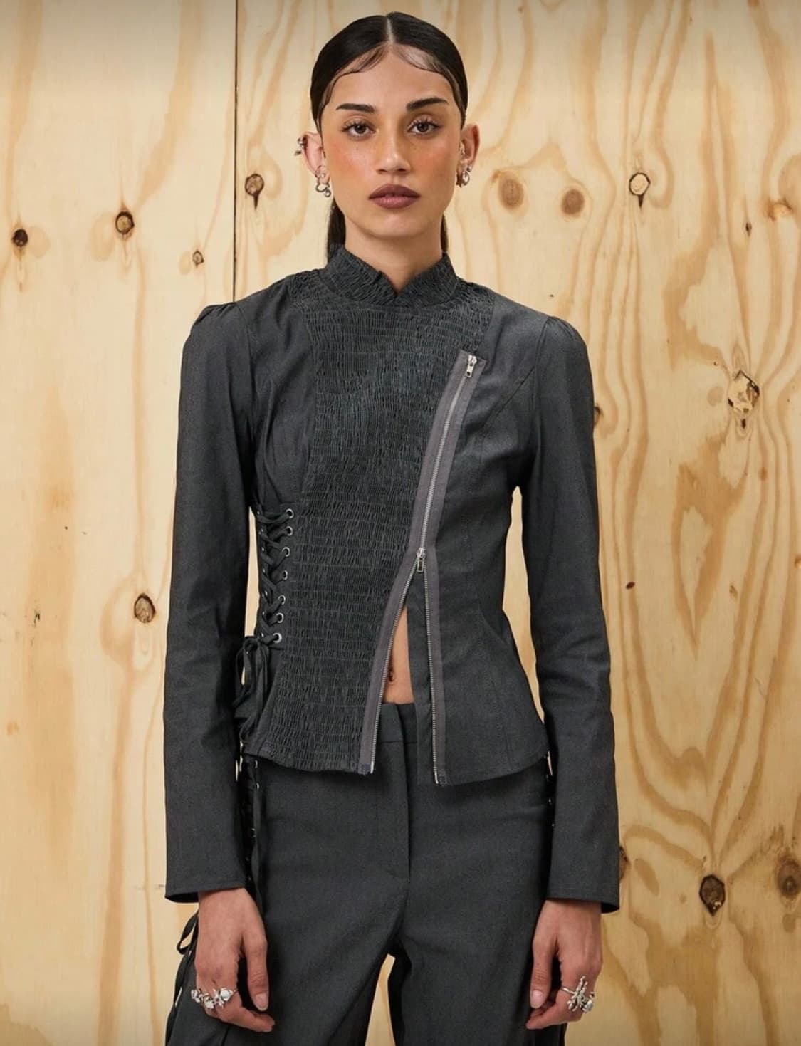 사선 지퍼 코르셋 탑  상품이미지1