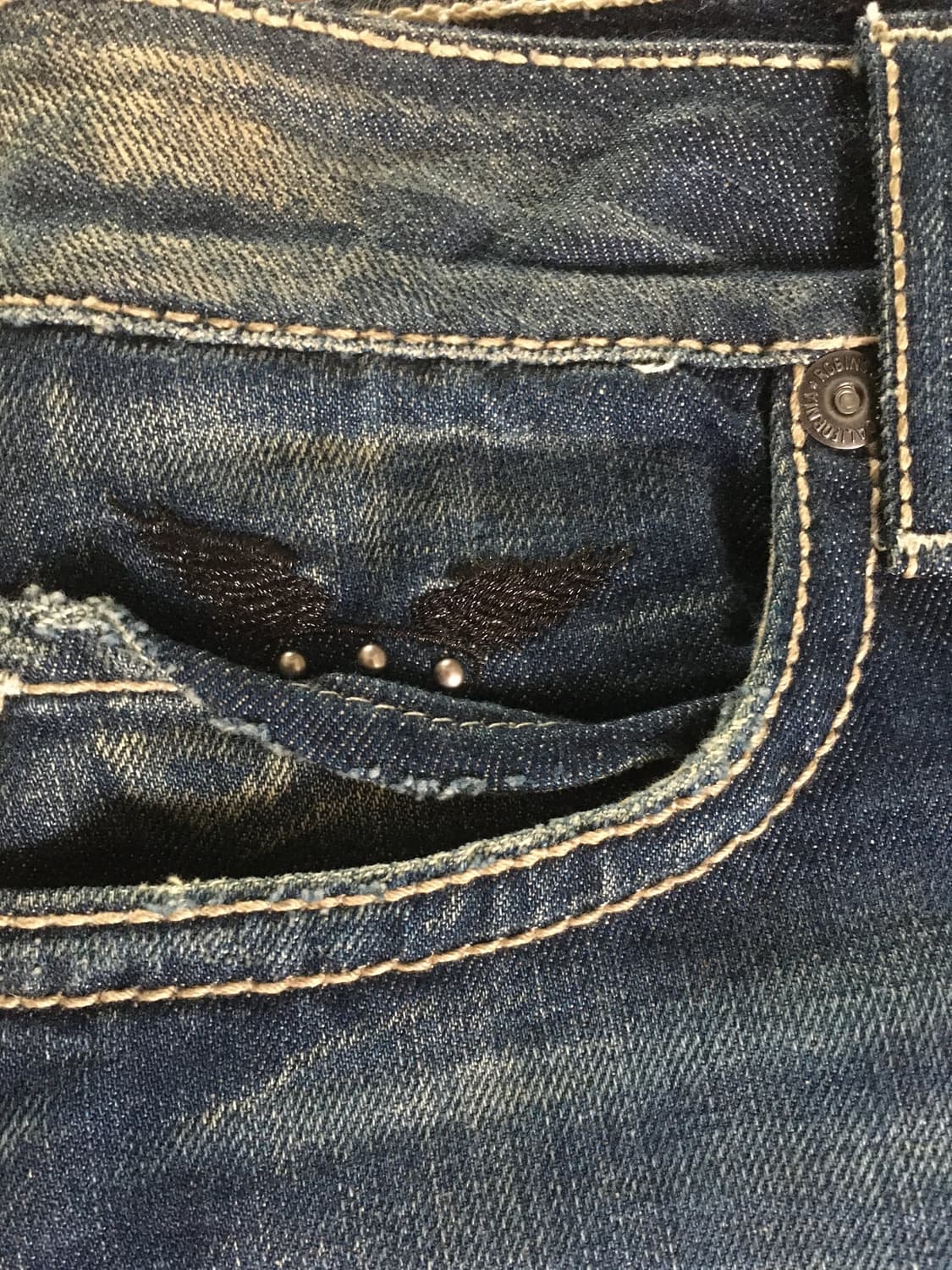 Robins Jeans 스터드 유니언잭 지퍼 데님 팬츠 상품이미지3