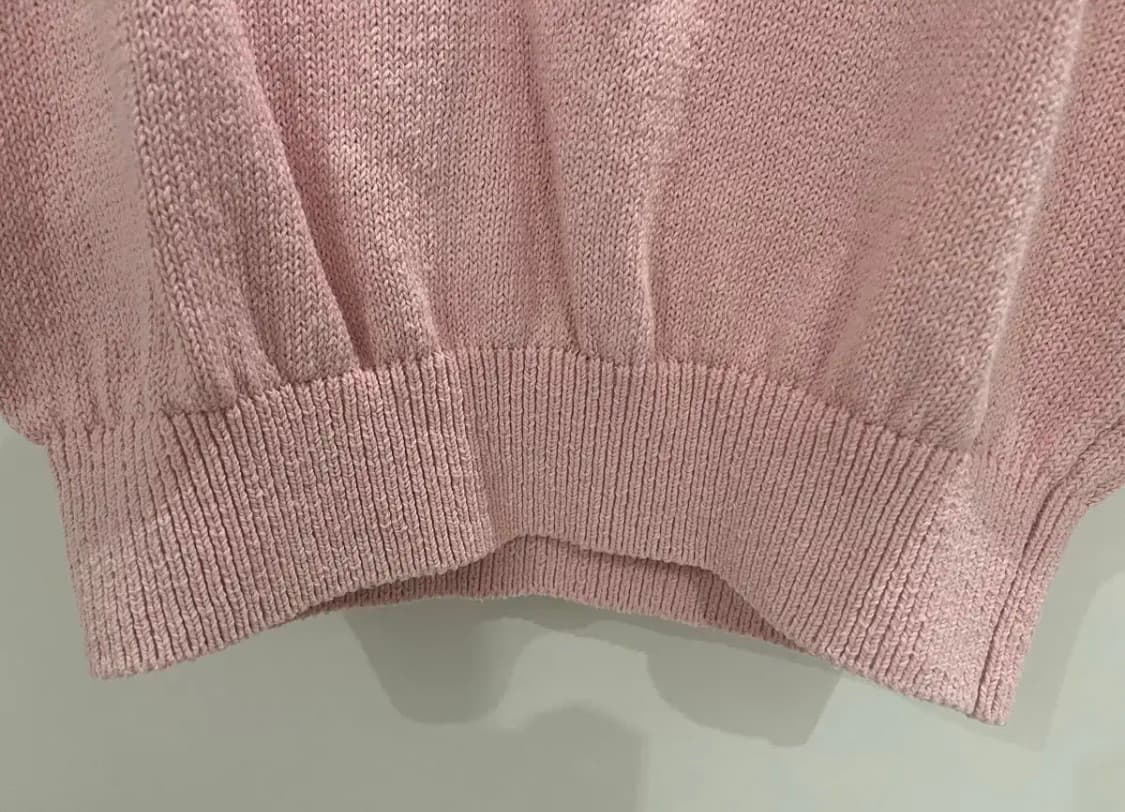 문달 바고반팔니트 vago knit 핑크 문달 브이넥 반팔니트 상품이미지4