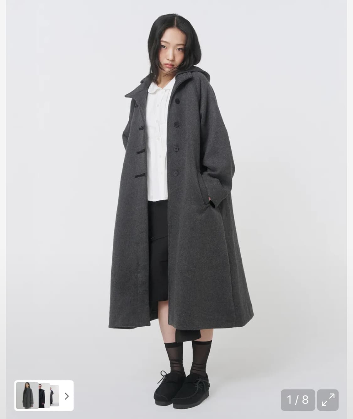 미세키서울 후드 롱 더플 코트 상품이미지1