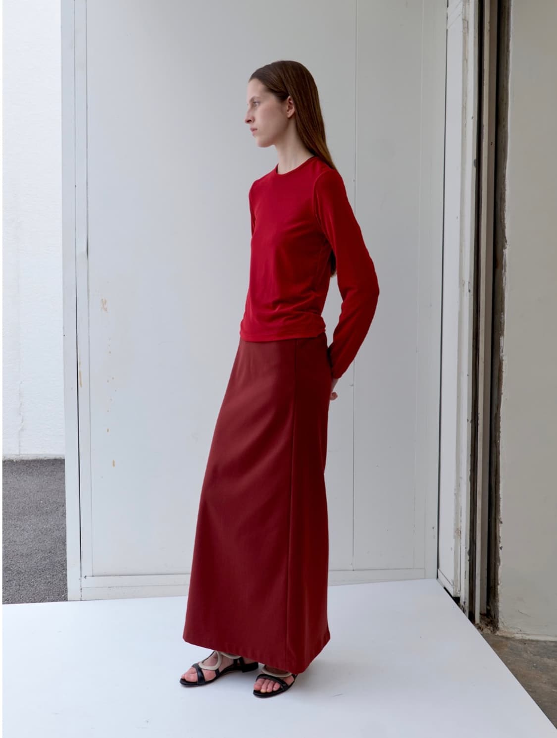 파이카 JACQUARD BACK BANDING MAXI SKIRT 상품이미지4