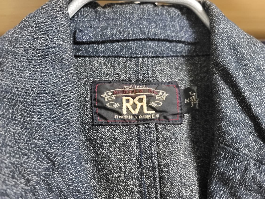 더블알엘 인디고 솔트앤페퍼 샴브레이 3버튼 테일러드 워크자켓 상품이미지6