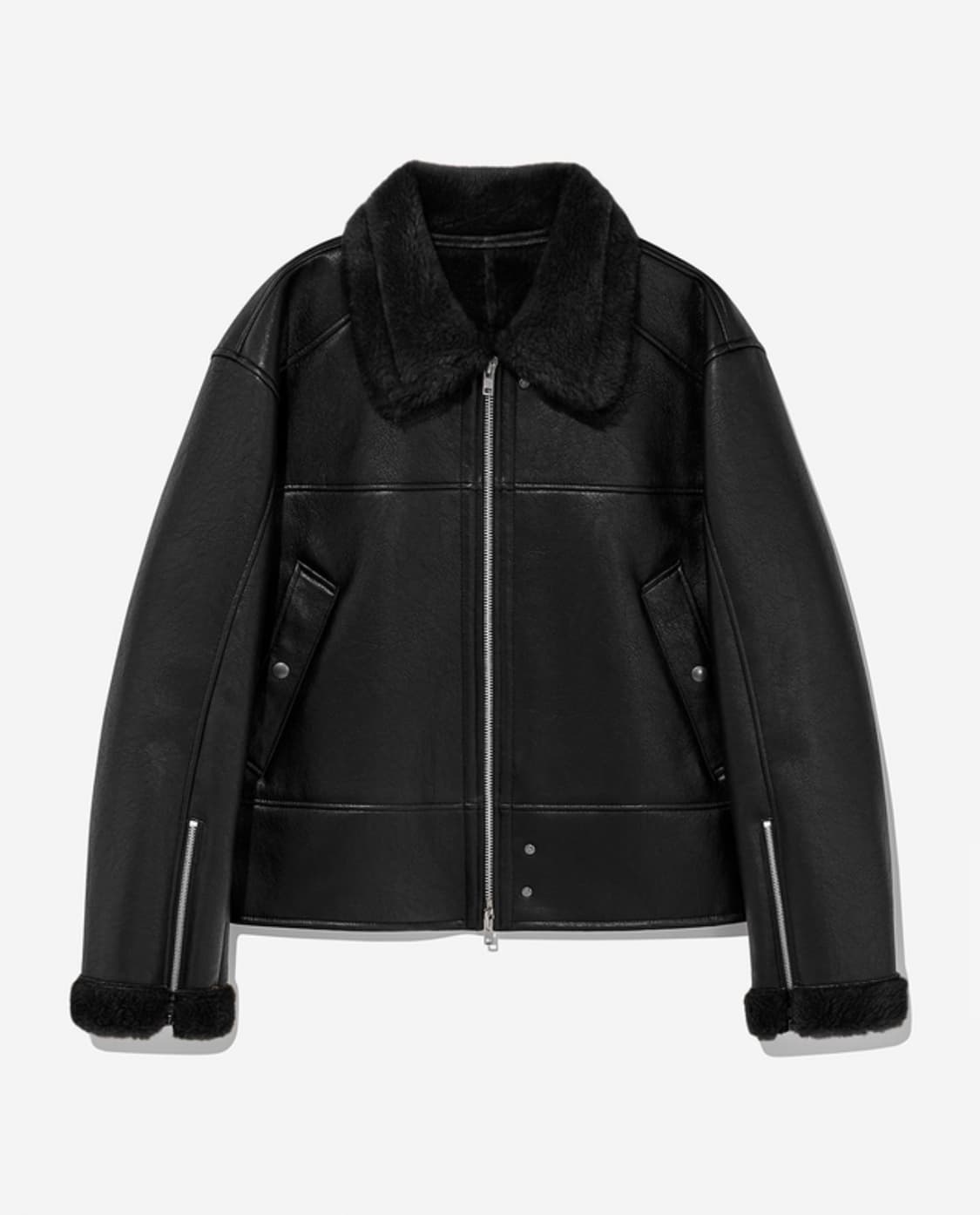 새상품/알렌느 3D 시어링 크롭 무스탕 블랙 1사이즈 상품이미지1