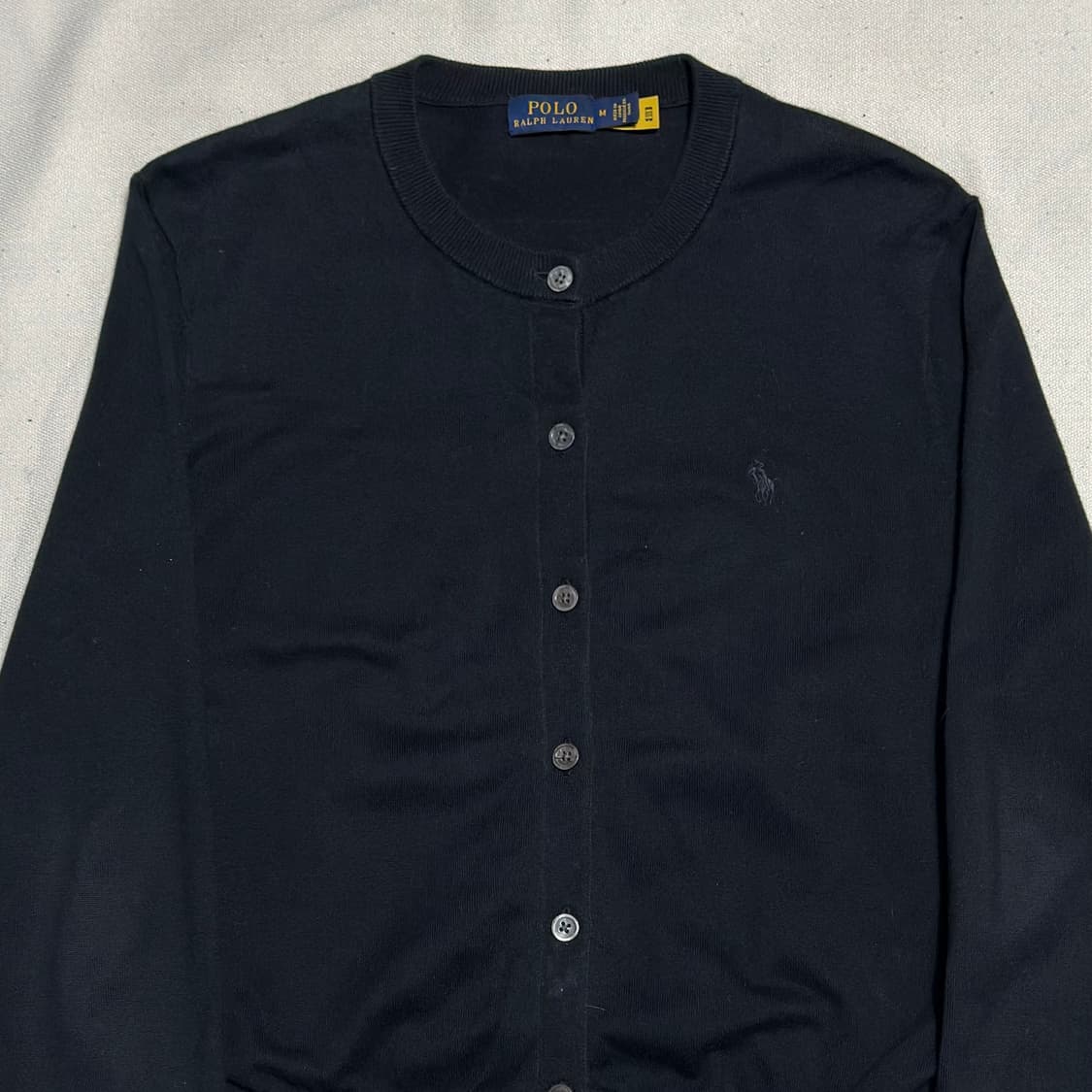 M 폴로랄프로렌 여성용 블랙 코튼 가디건 상품이미지1