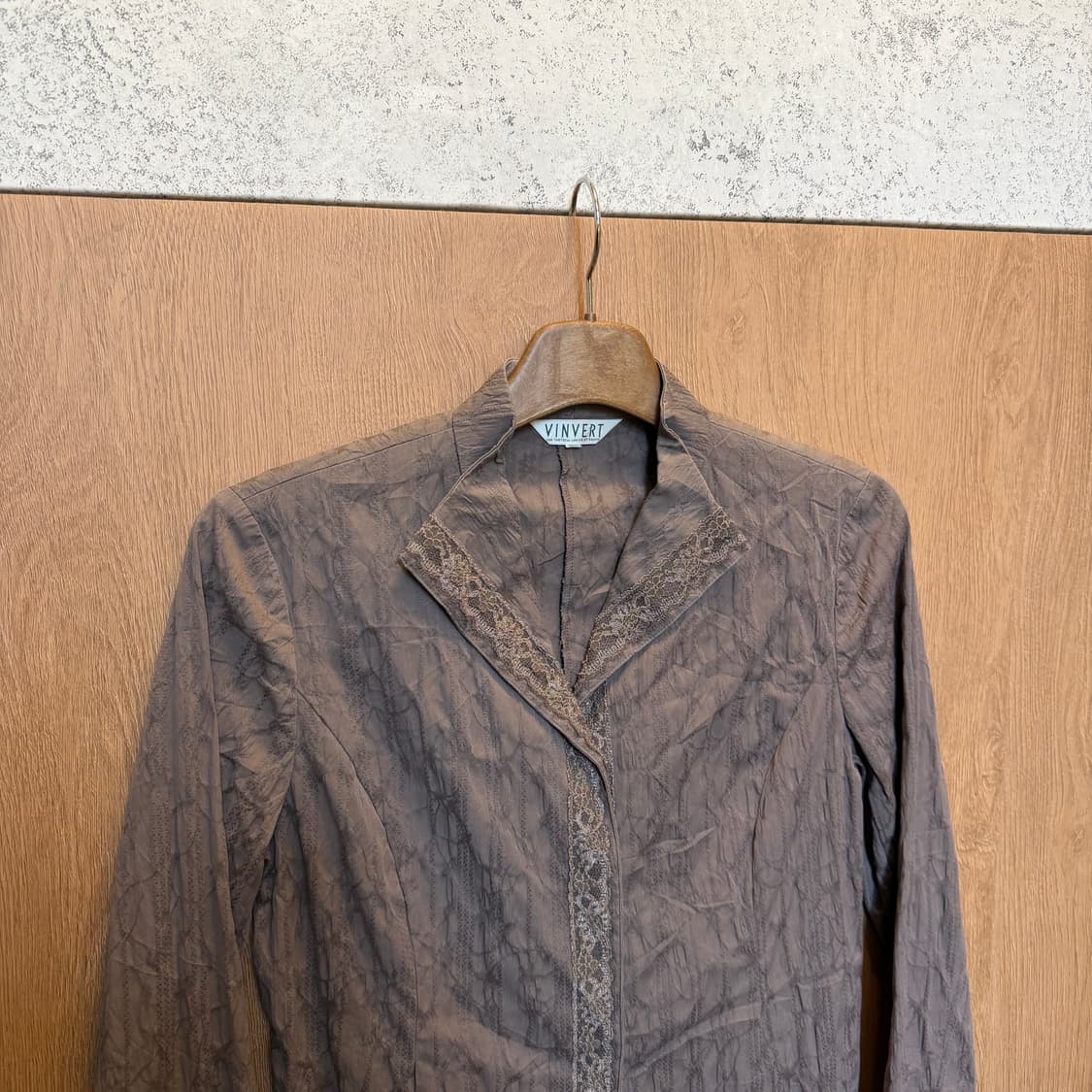 빈티지 자켓 레이스 트리밍 히든 스냅 버튼업 디테일 브라운 상품이미지3