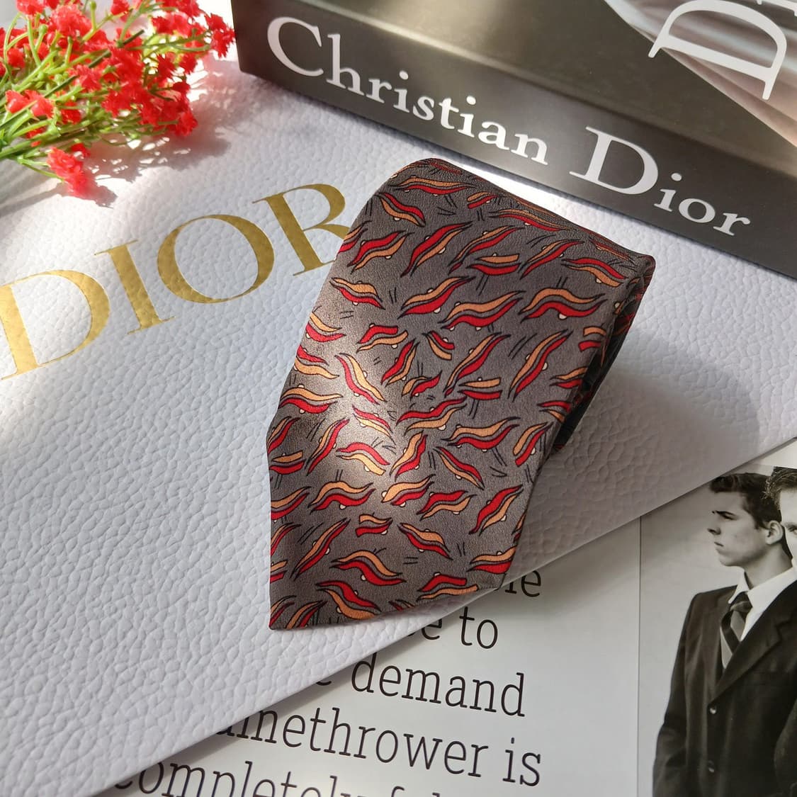 크리스찬 디올 실크 브라운 패턴 넥타이 8cm A~B등급 E838 상품이미지2