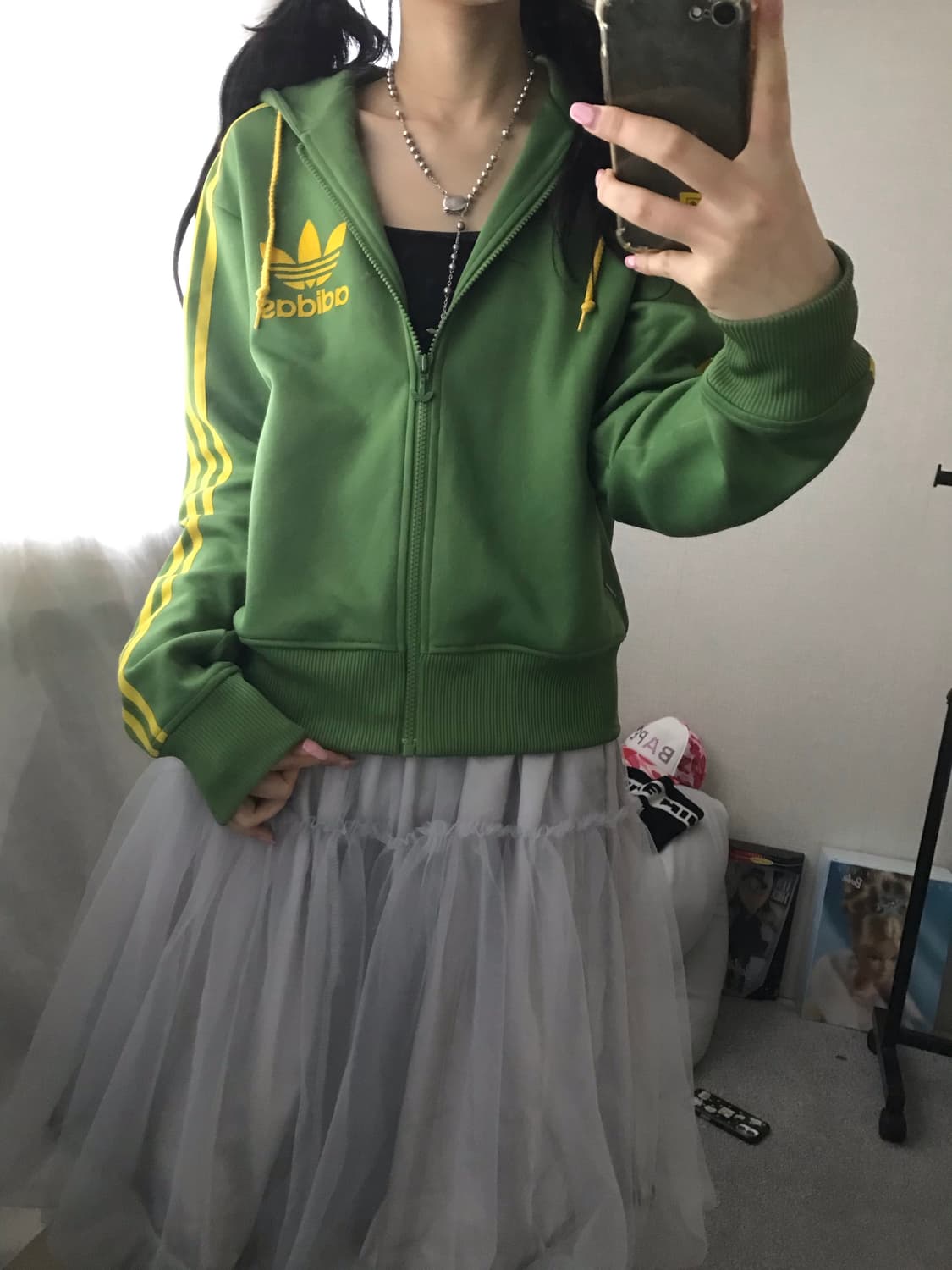 아디다스 00s 연두 후드져지 상품이미지5
