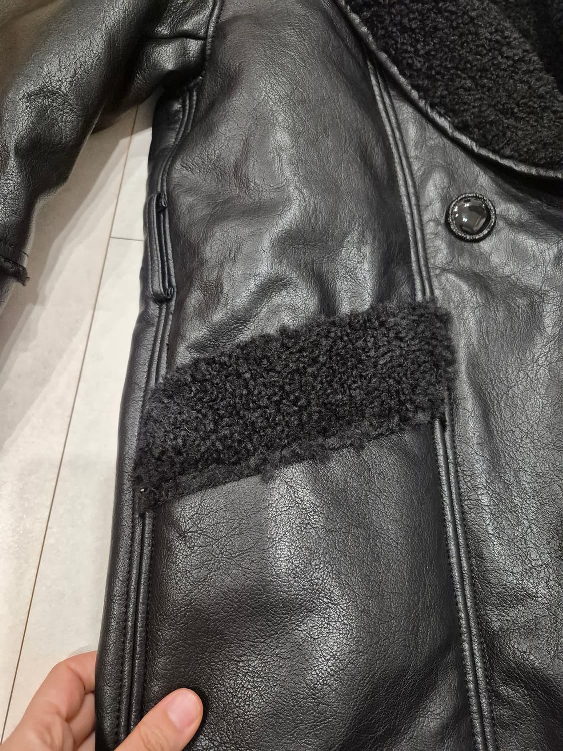 줄로그 인조 무스탕 블랙 숄카라 상품이미지3