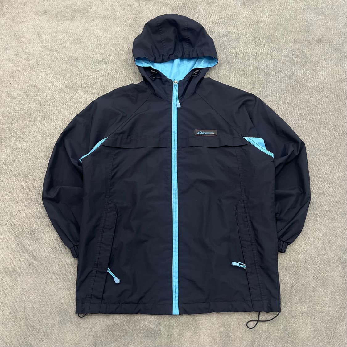 90 아식스 네이비/블루 후드 바람막이 자켓 상품이미지1