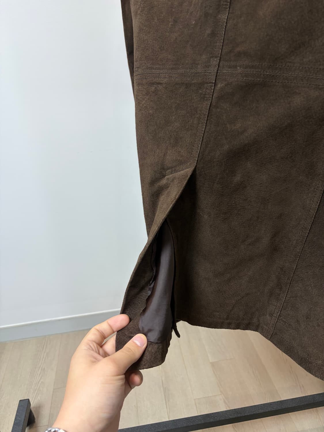 (L) eloq 엘록 돈피 브라운 스웨이드 더블 견장 자켓 상품이미지6