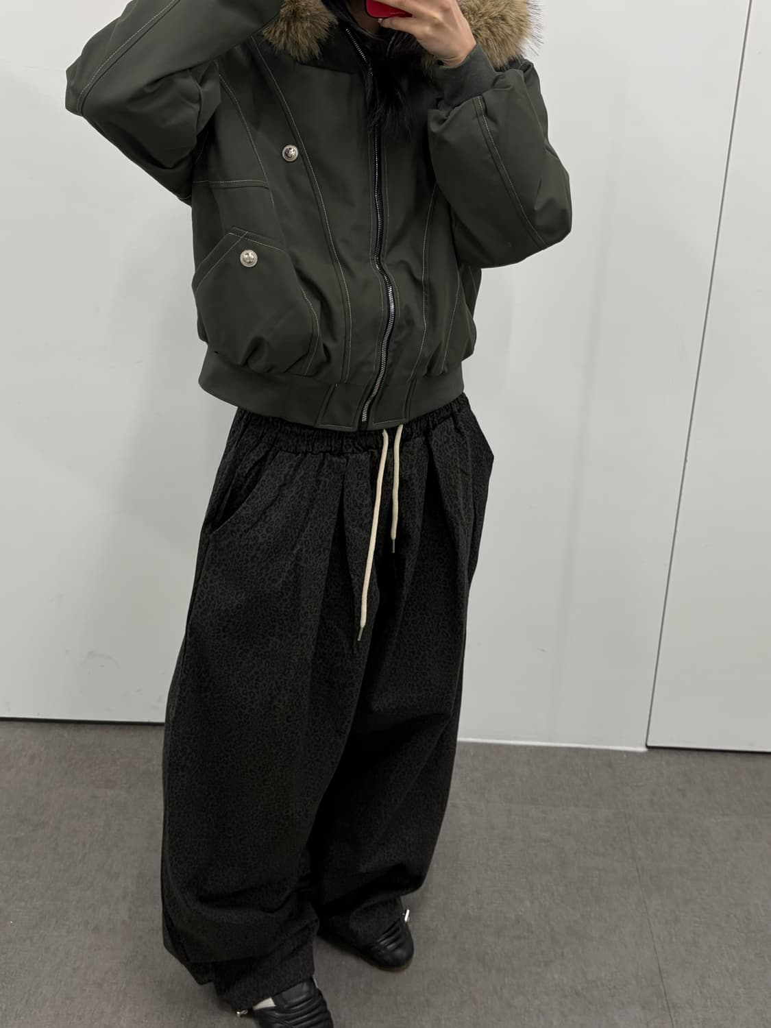 레오파드 스트링 벌룬팬츠 ( 카키 ) 상품이미지3