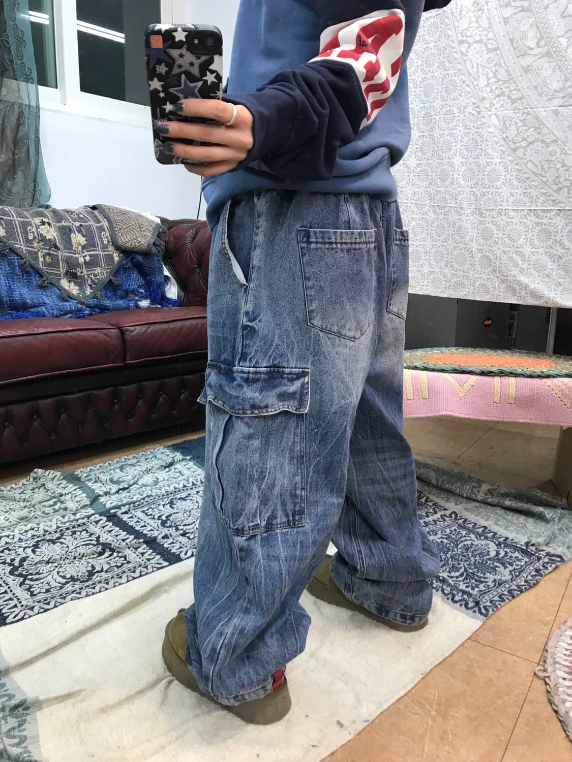 스트릿 밴딩 데님 카고팬츠  상품이미지2