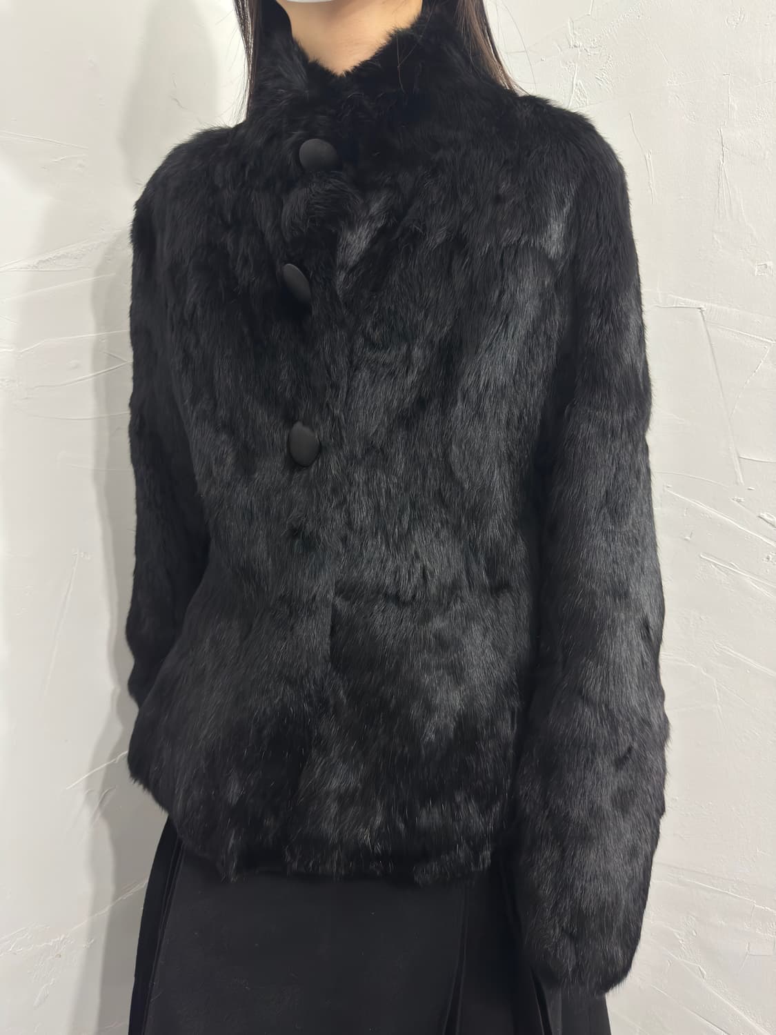 black rabbit fur button jacket 상품이미지3