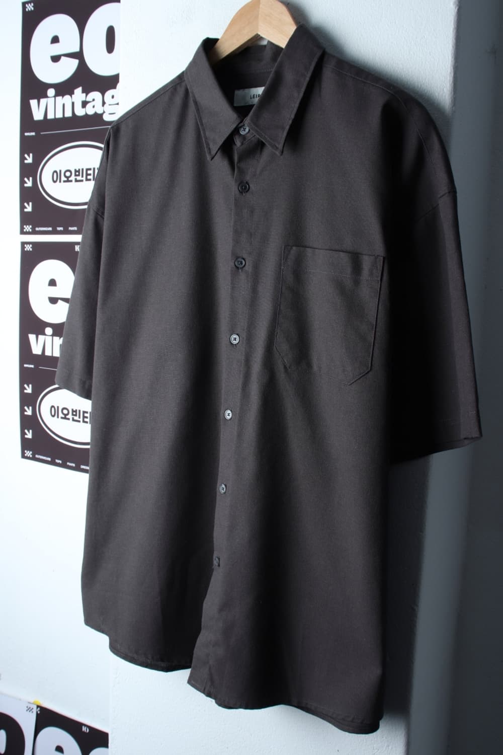 (XL-2XL) 르아르 반팔 카라 티셔츠 셔츠 남방 카키-H32774 상품이미지1