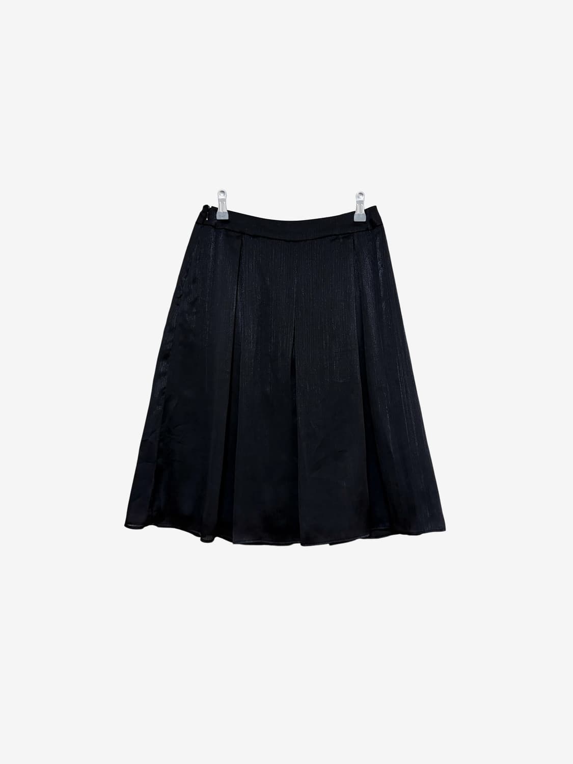 Sheer Layered Pleats Midi Skirt - Black 상품이미지4