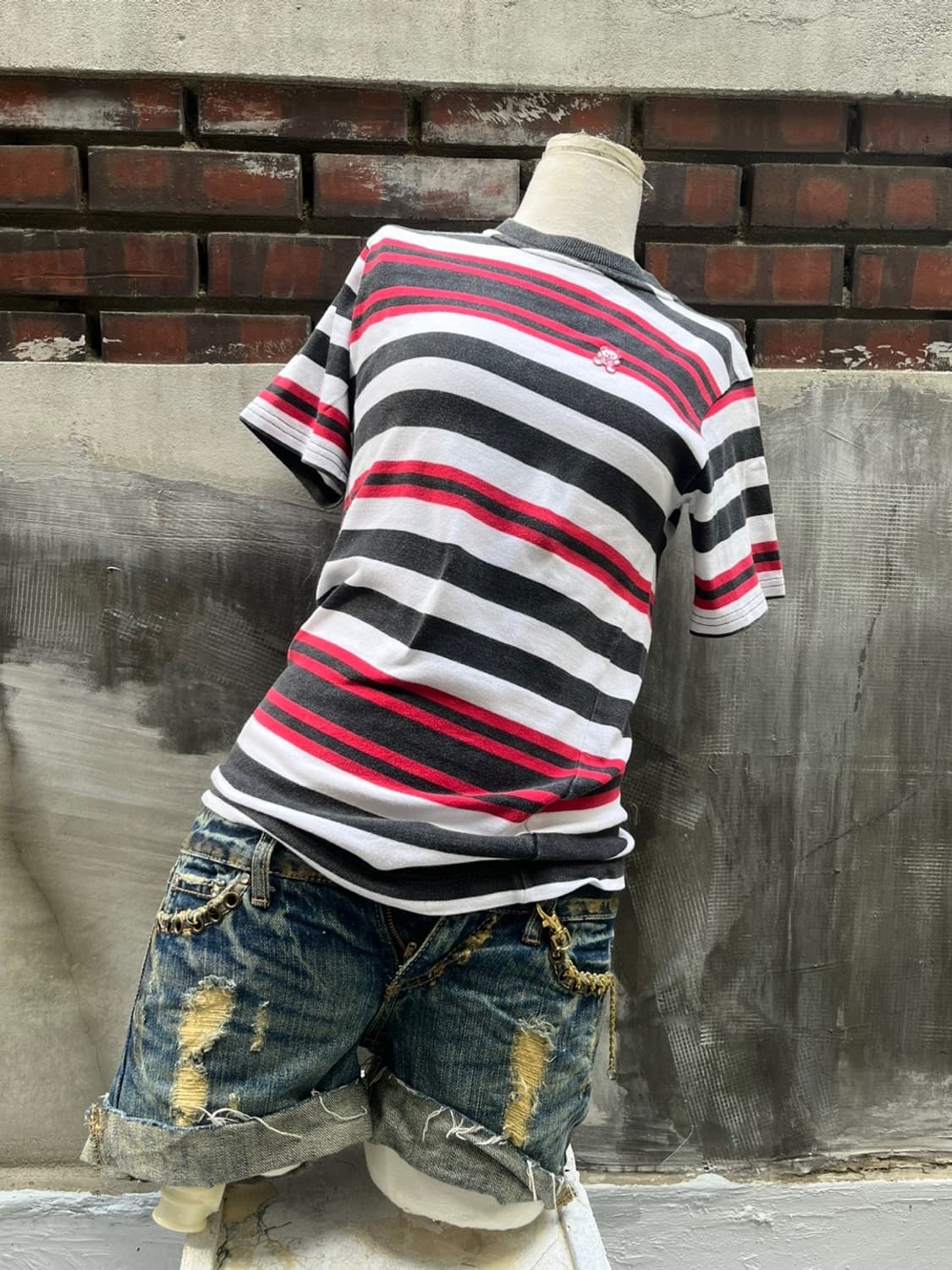 *rare* 아카이브 히스테릭글래머 스트라이프 퍽 베어 반팔티 상품이미지1
