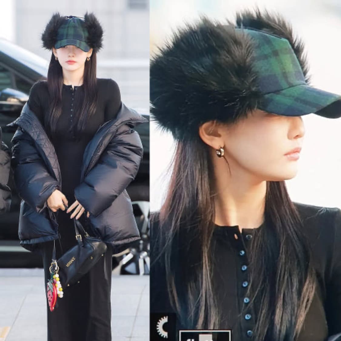 오픈와이와이 타탄 이어플랩 볼캡 모자 (닝닝착용) 상품이미지2