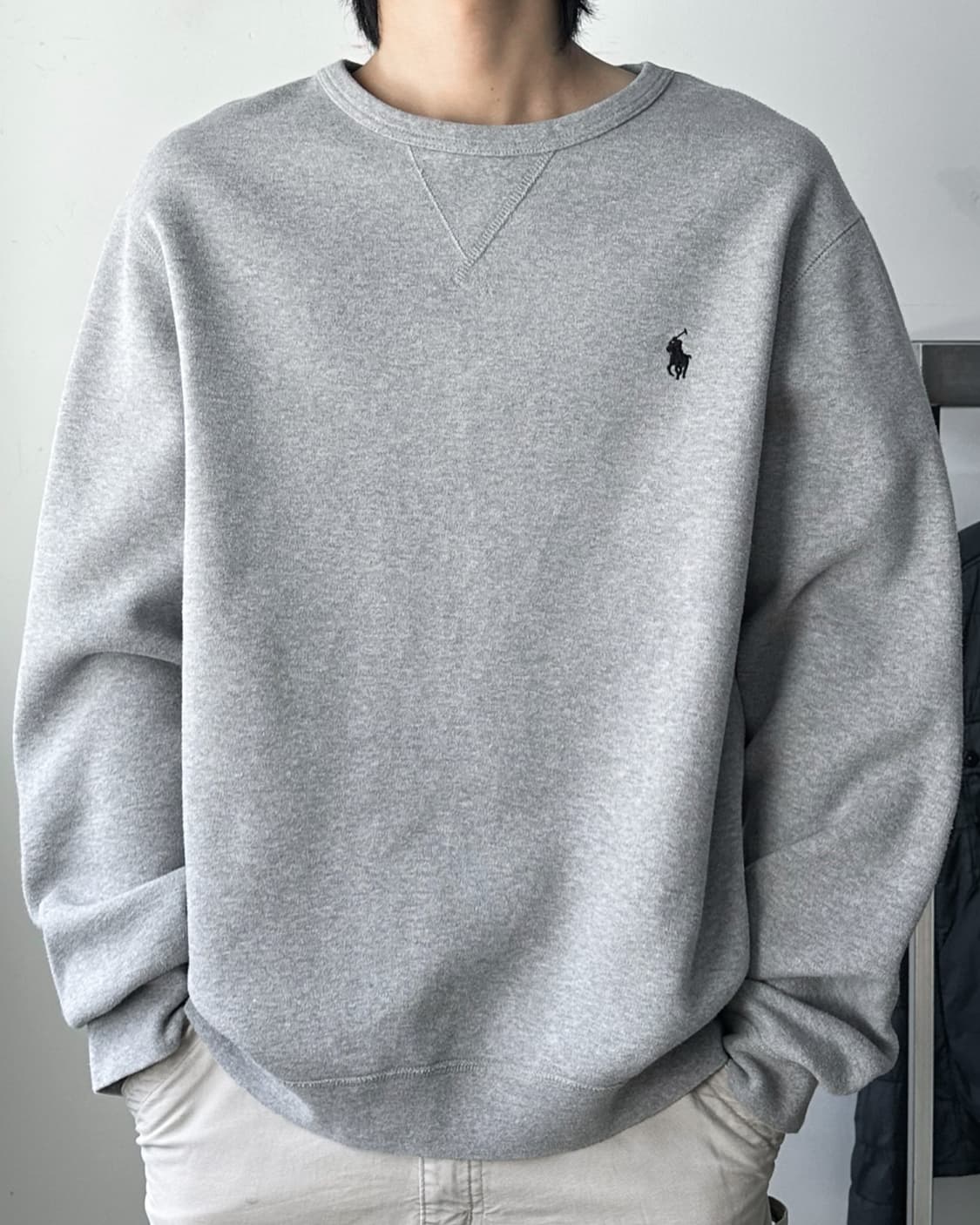 폴로 랄프로렌 헤더 그레이 플리스 크루넥 스웻셔츠 상품이미지1