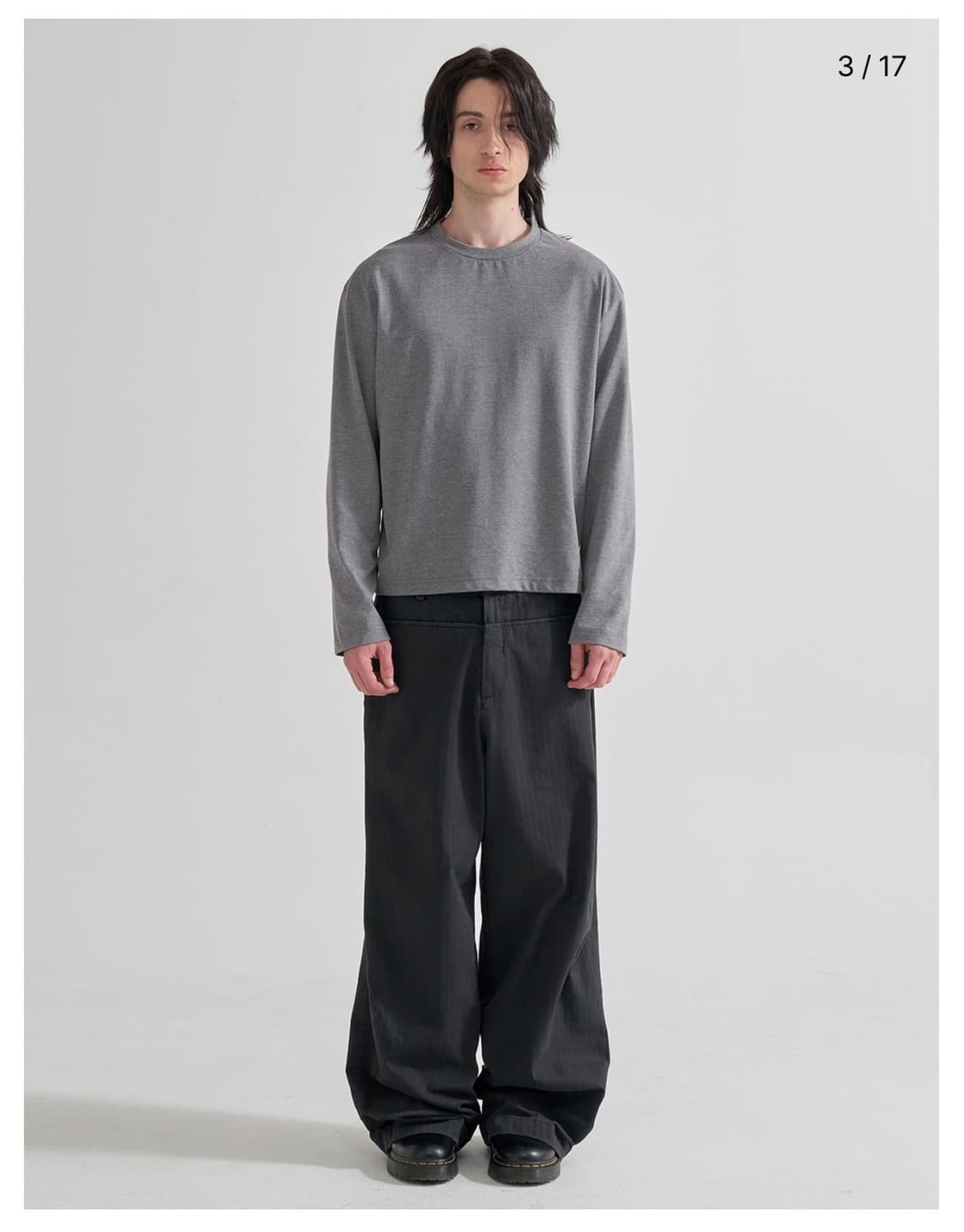 주앙옴므 워시드 헤링본 코튼 팬츠 차콜 L 상품이미지2