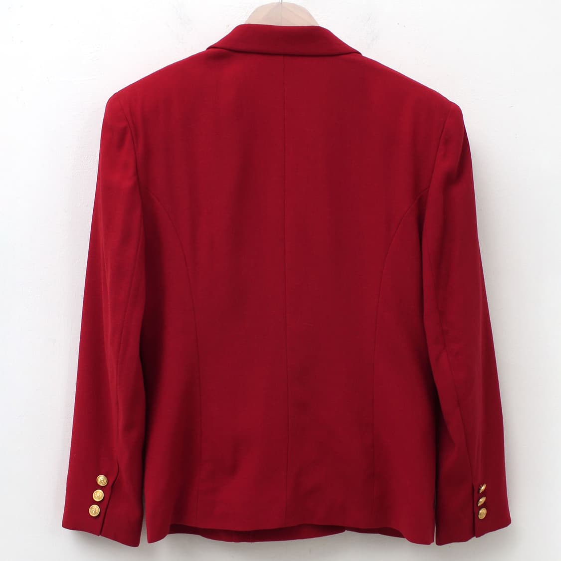 일본 빈티지 레드 써머 울 골드 더블버튼 자켓 미디 스커트 셋업 세트 상품이미지6