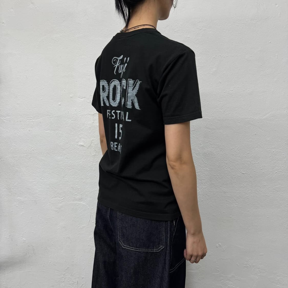 빔즈 x 디즈니 FUJI ROCK 2015 블랙 프린트 코튼 크루넥 반팔 상품이미지2