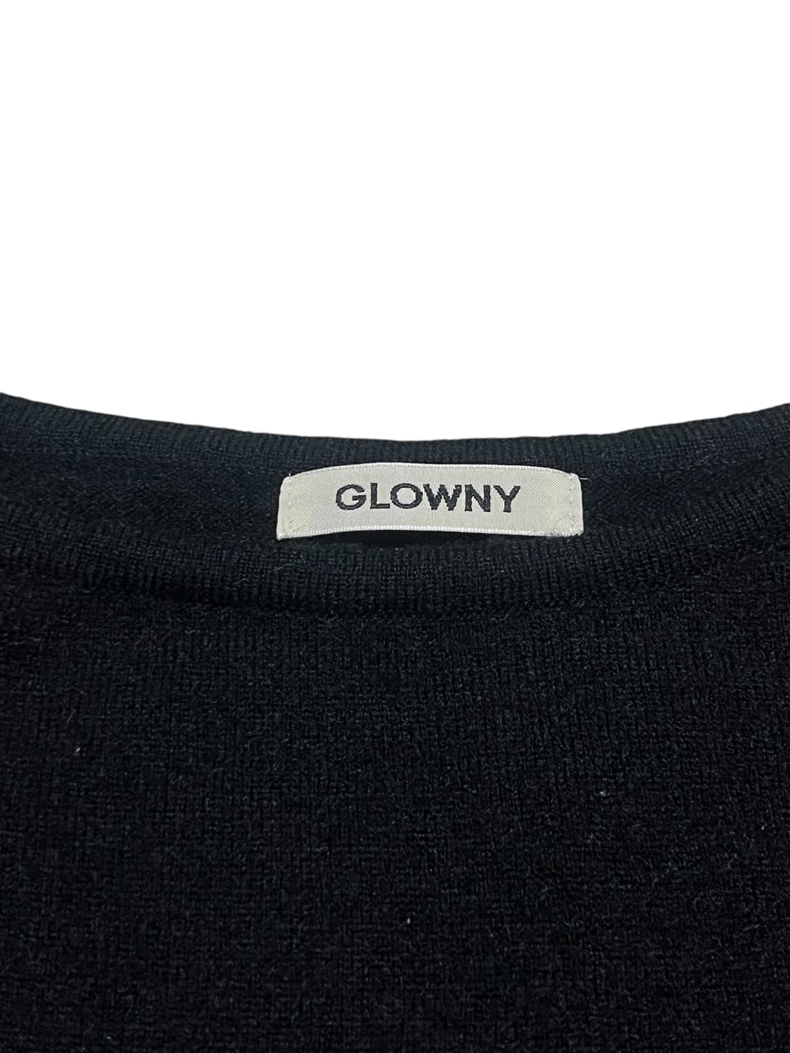 글로니 보우 슬릿 니트 탑 블랙 상품이미지6