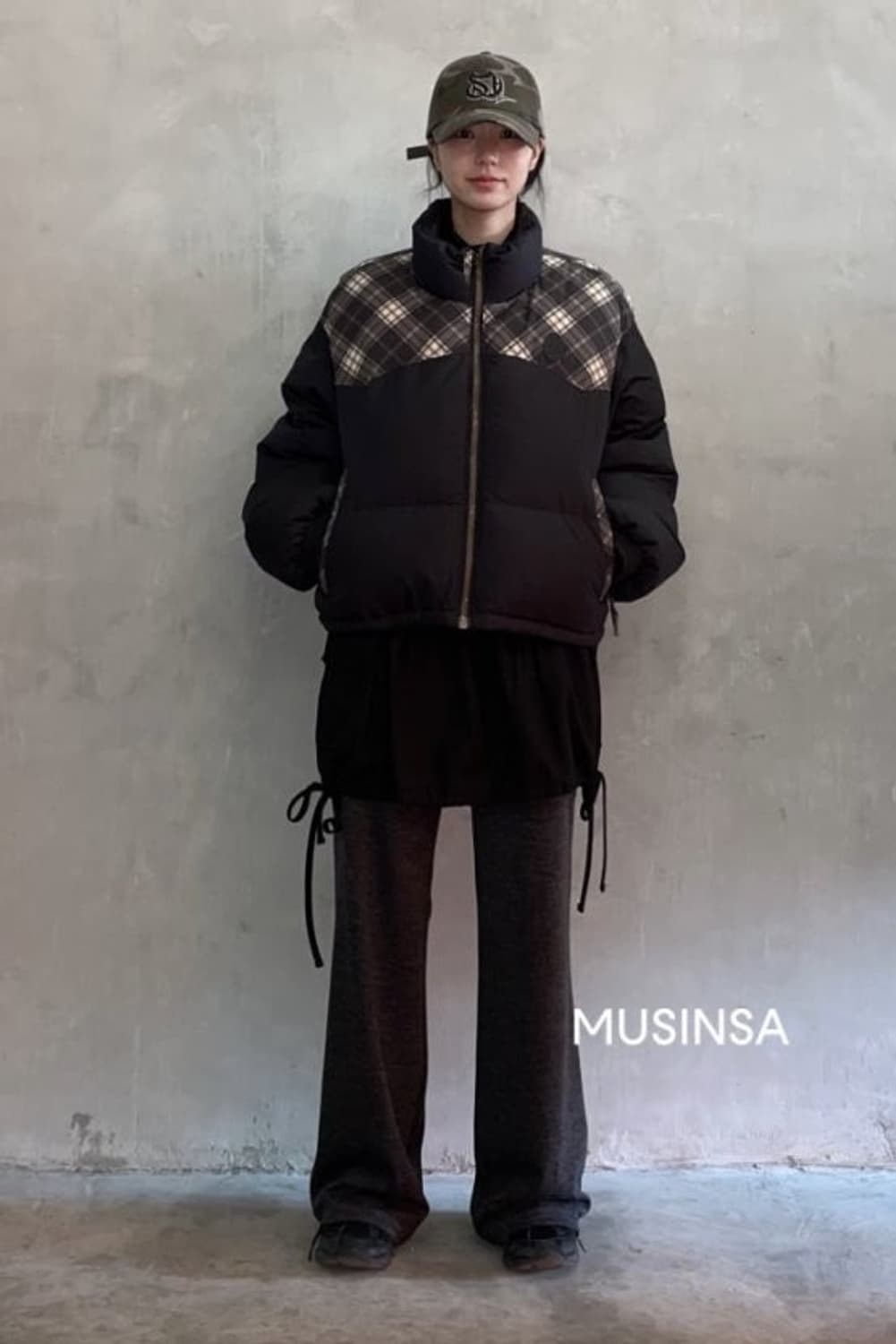 스컬프터 체크 패딩 블랙 M 상품이미지1