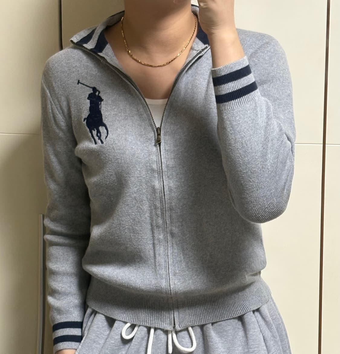 폴로 랄프로렌 빅포니 그레이 니트 집업 상품이미지1