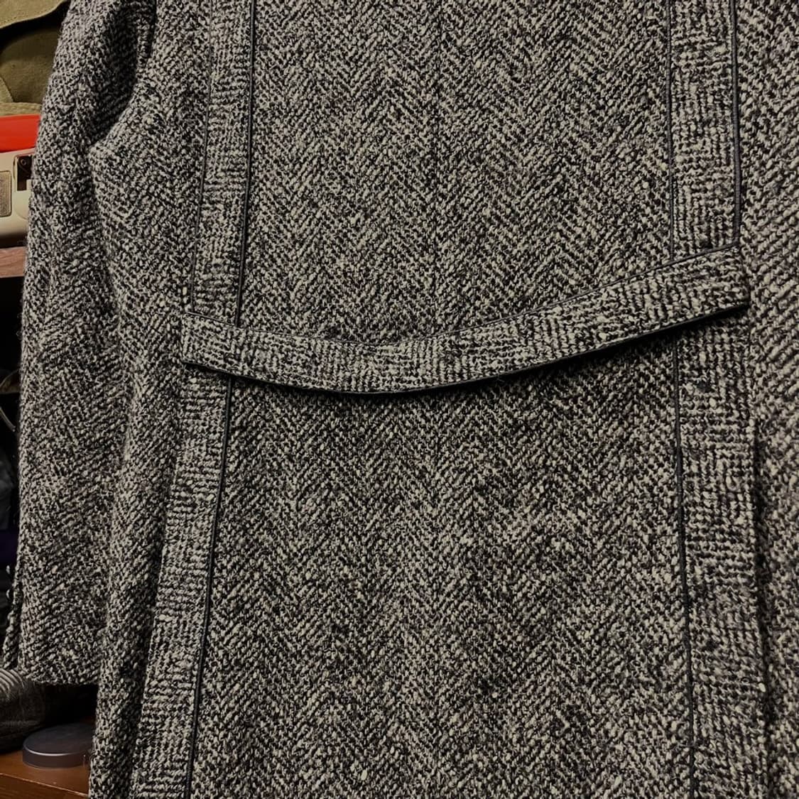 90s 랑방 헤링본 체크 패턴 울 테일러드 블레이져 명품 정장 N000 상품이미지5
