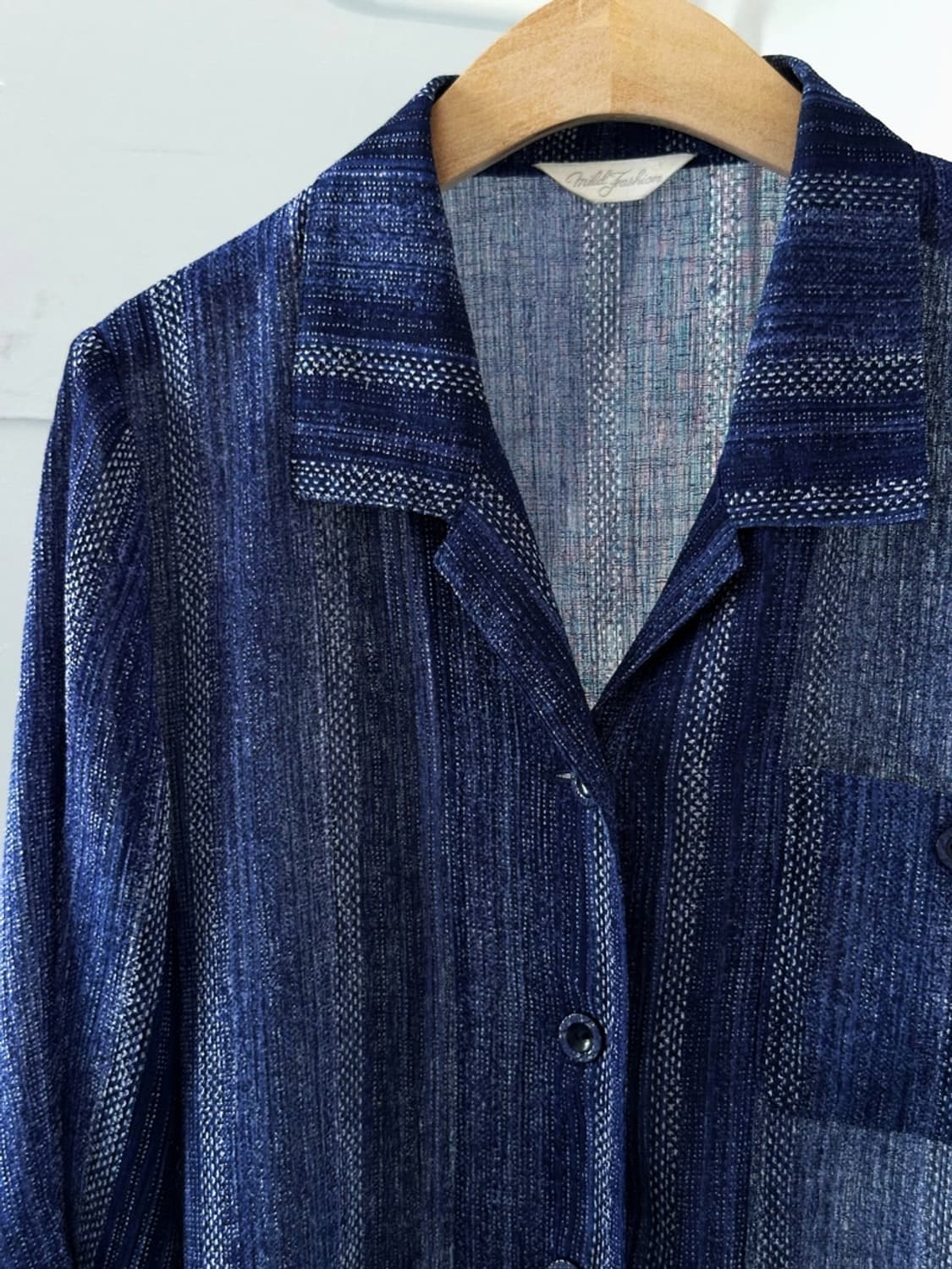 Irregularity pattern open collar H/S shi 상품이미지6