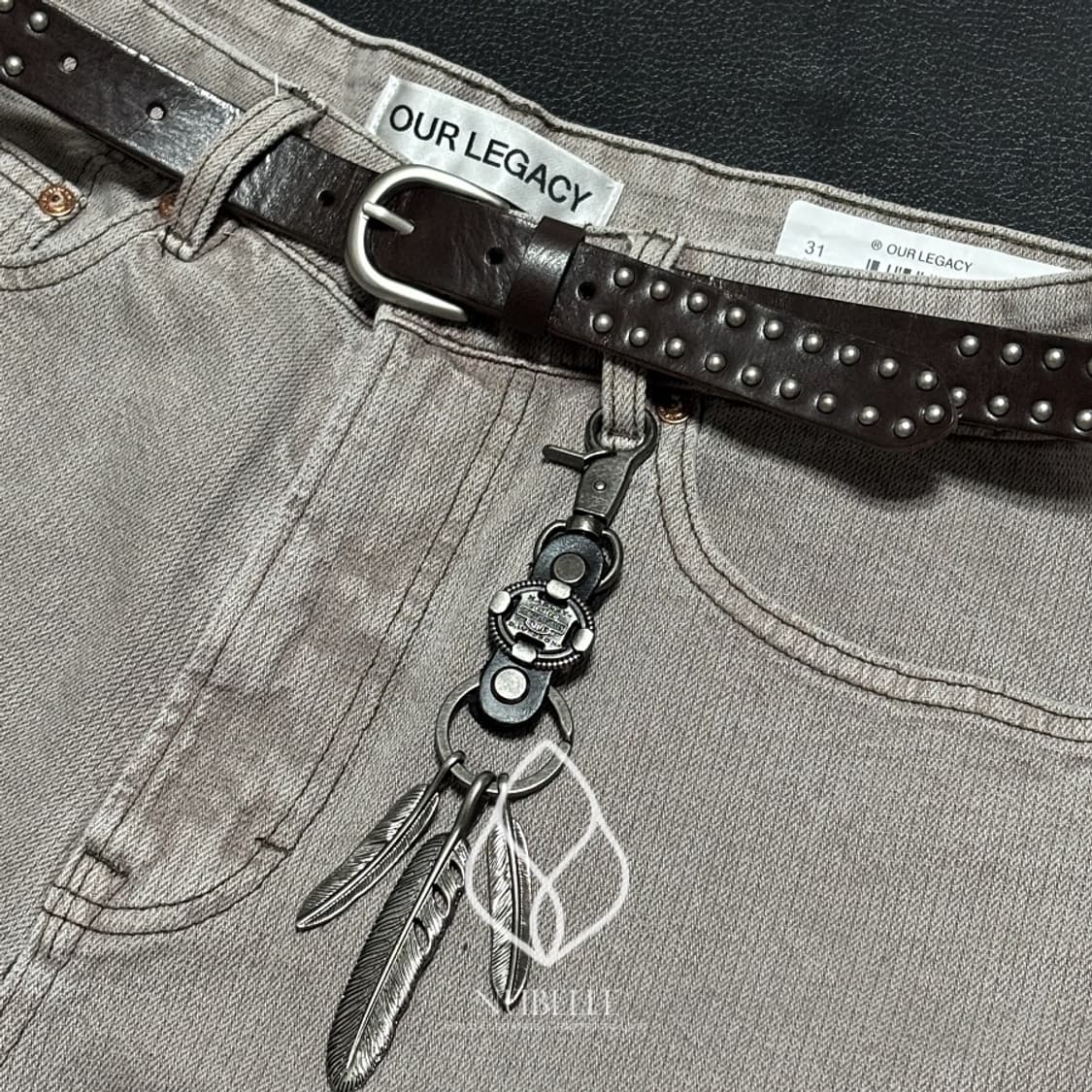 🌗 Stud vegetable belt / 스터드 베지터블 소가죽 벨트 상품이미지4