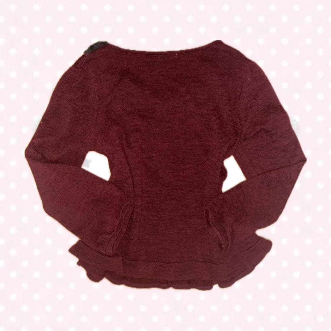 액시즈팜 톤다운레드 퍼 단추 장식 블라우스 긴팔 상의 상품이미지3