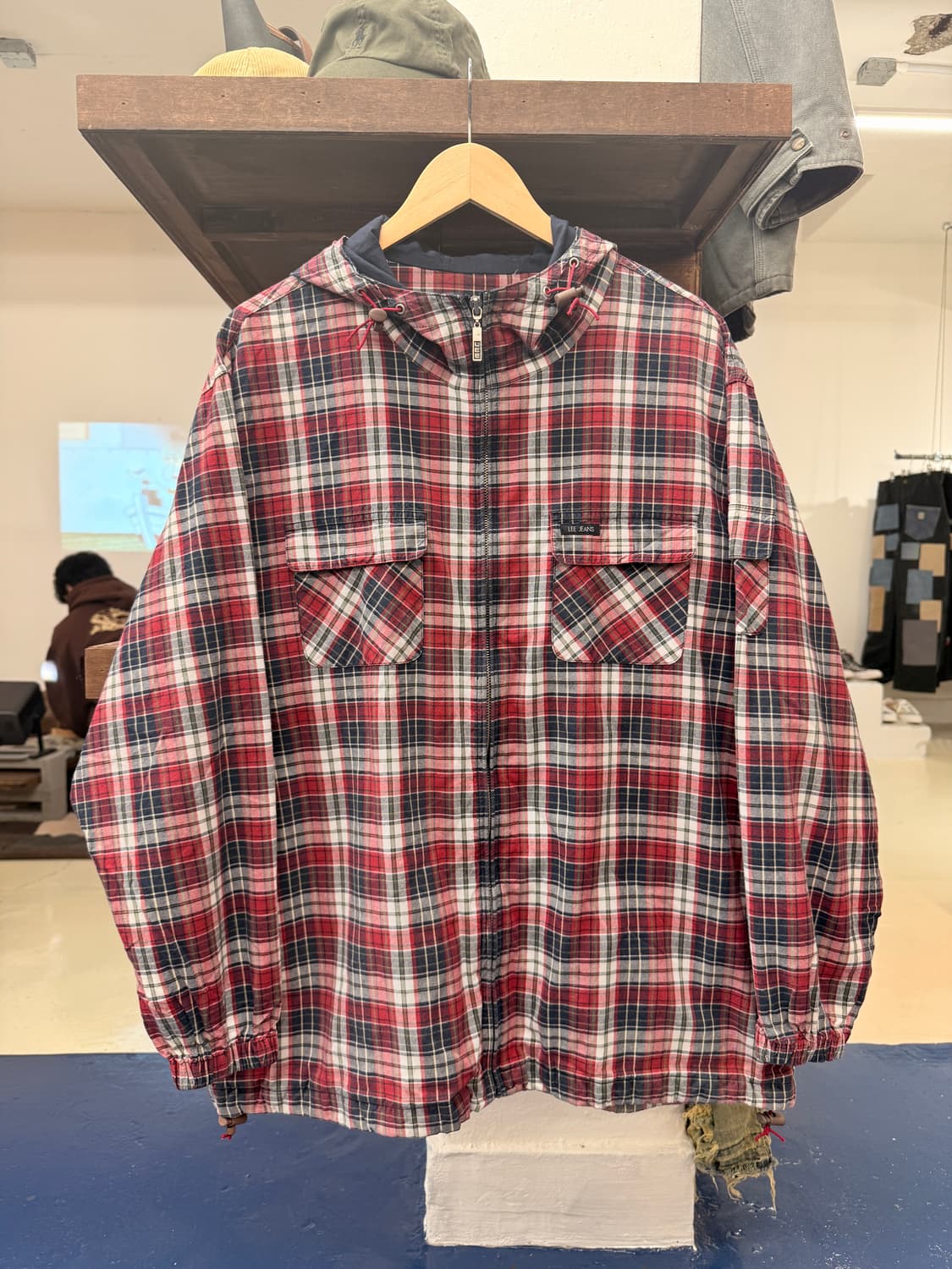 1990s Lee 리 쌍바울 체크 후드자켓 상품이미지3