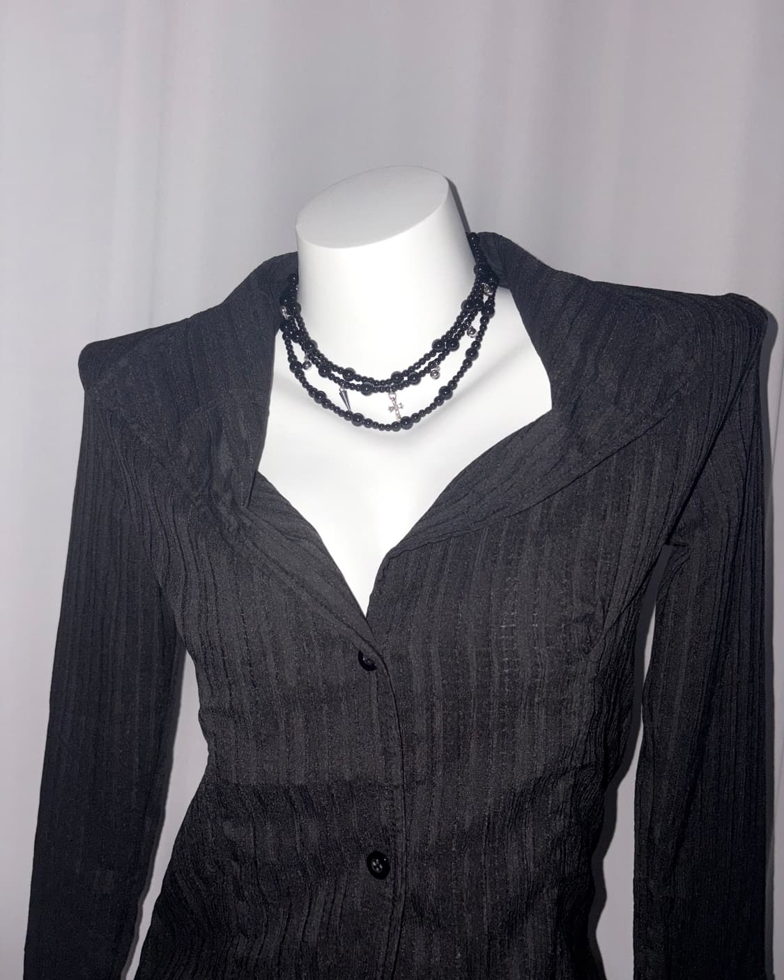 나나 십자가 비즈 레이어드 롱 초커 목걸이 펑크 고딕 상품이미지4