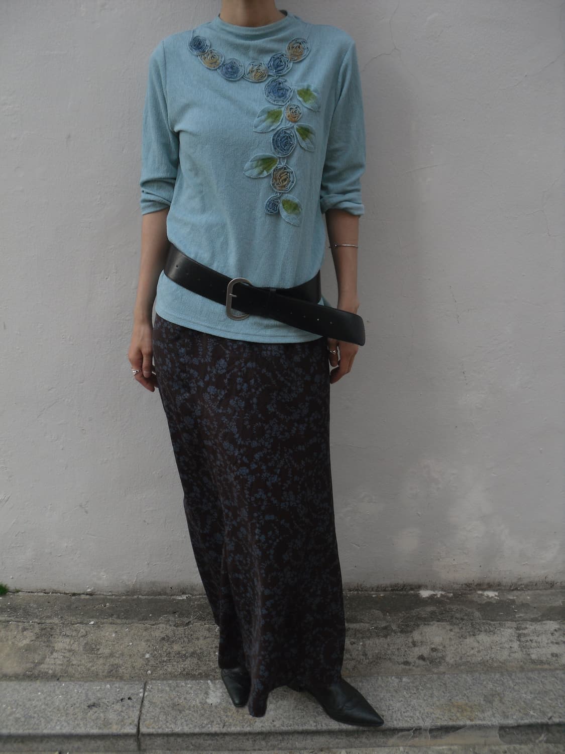 Blue flower pattern long skirt 상품이미지2