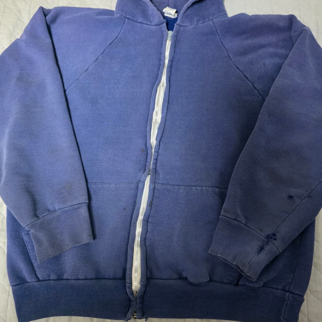 [L] 70s 빈티지 노브랜드 트래쉬드 후드집업 네이비 상품이미지2