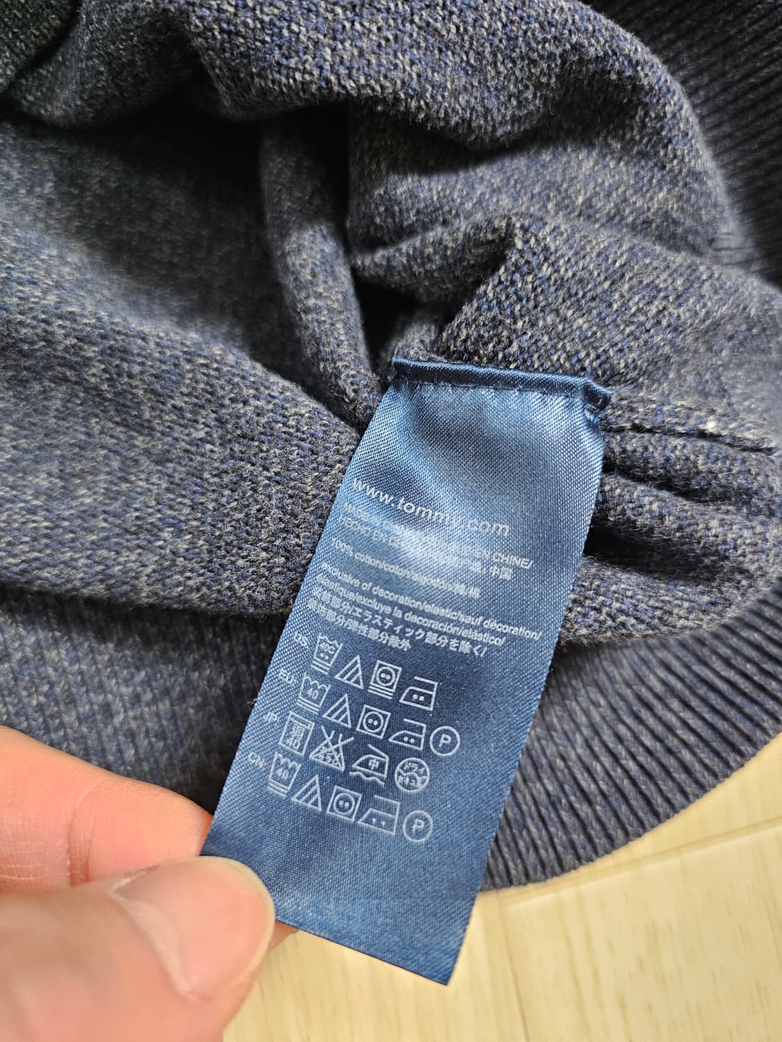 [M] 타미힐피거 멜란지 그레이 케이블 면 니트 스웨터 상품이미지5