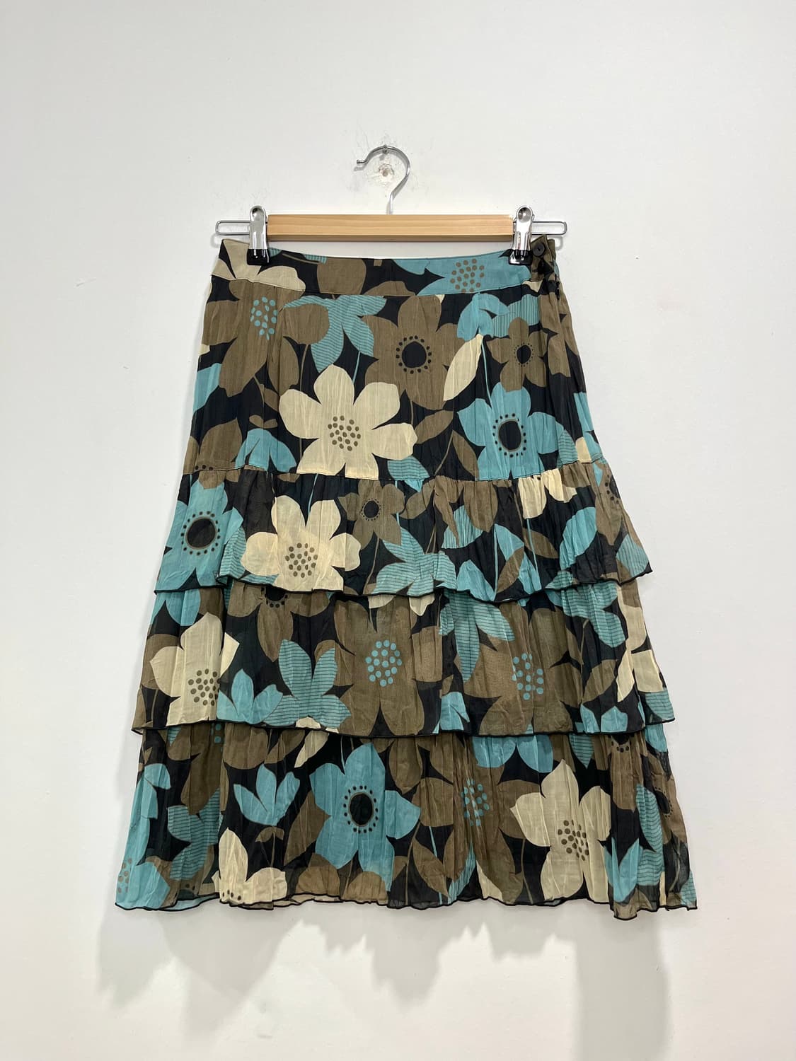 일본 빈티지 플라워 패턴 캉캉 레이어드 미디 스커트 상품이미지1