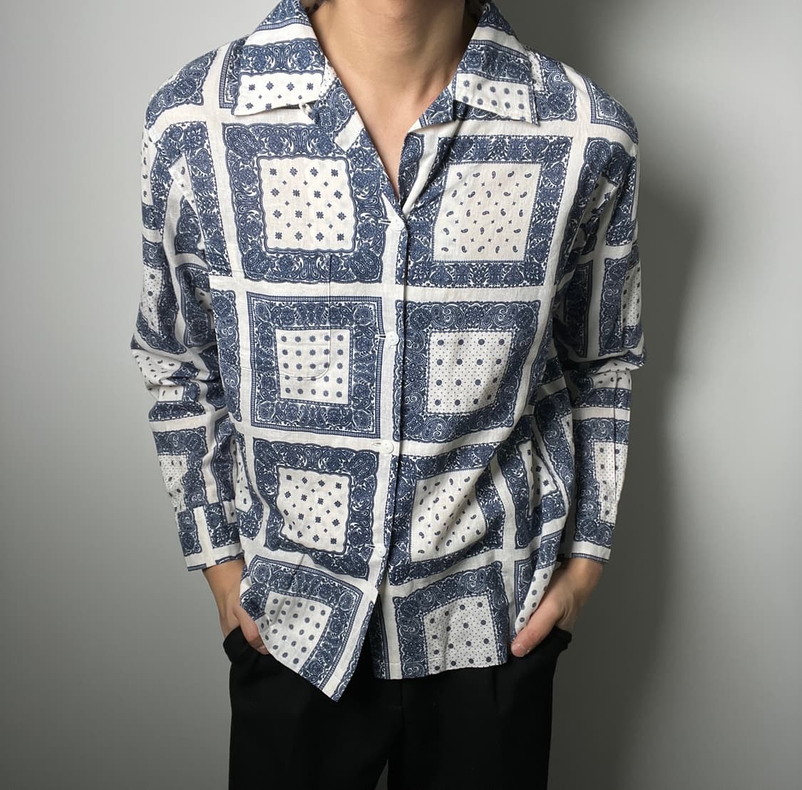 dry bones 드라이 본즈 반다나 패턴 오픈 칼라 셔츠 38 상품이미지1