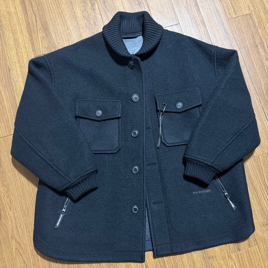 [L/XL] 앤드원더 울 쉐기 롱 자켓 블랙 상품이미지1